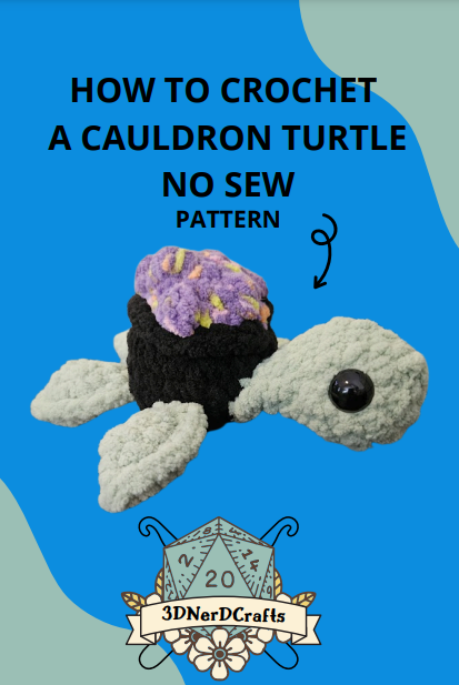 Cauldron Turtle, PDF Crochet Pattern, No Sew Beginner Friendly