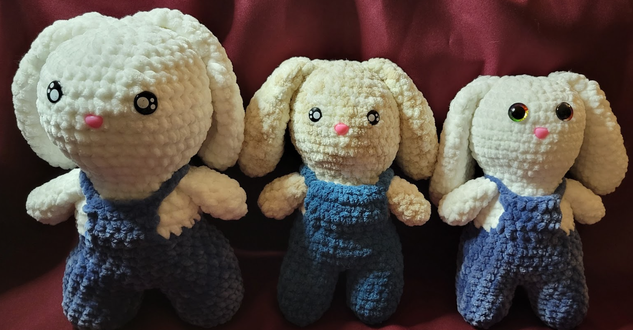 Bunny in Overalls PDF Pattern, Crochet Plushie No Sew Pattern