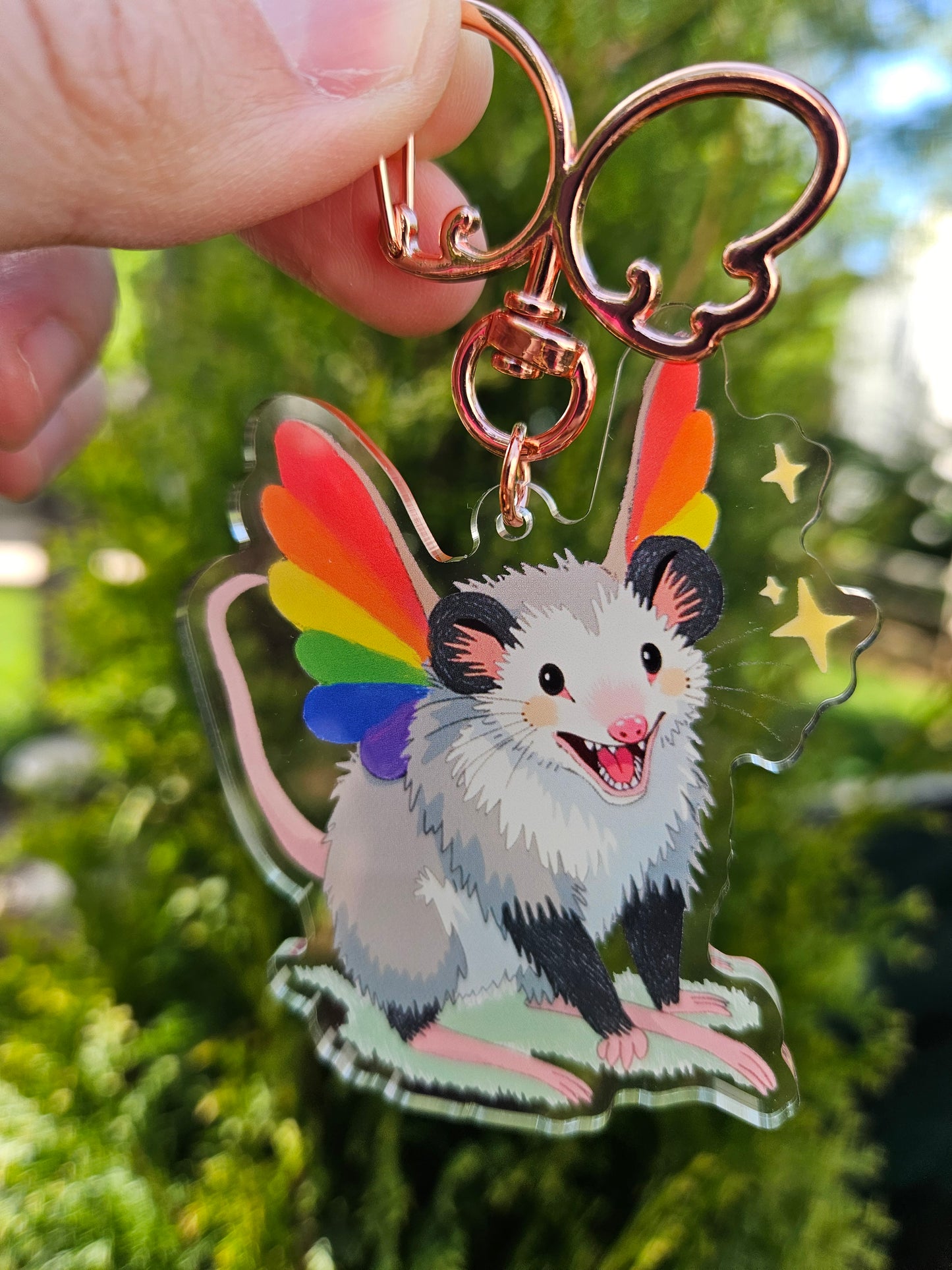 Rainbow Fairy Opossum Keychain