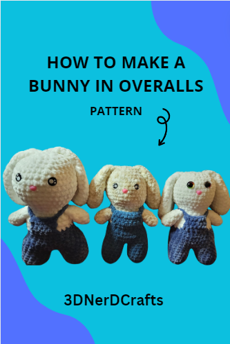 Bunny in Overalls PDF Pattern, Crochet Plushie No Sew Pattern