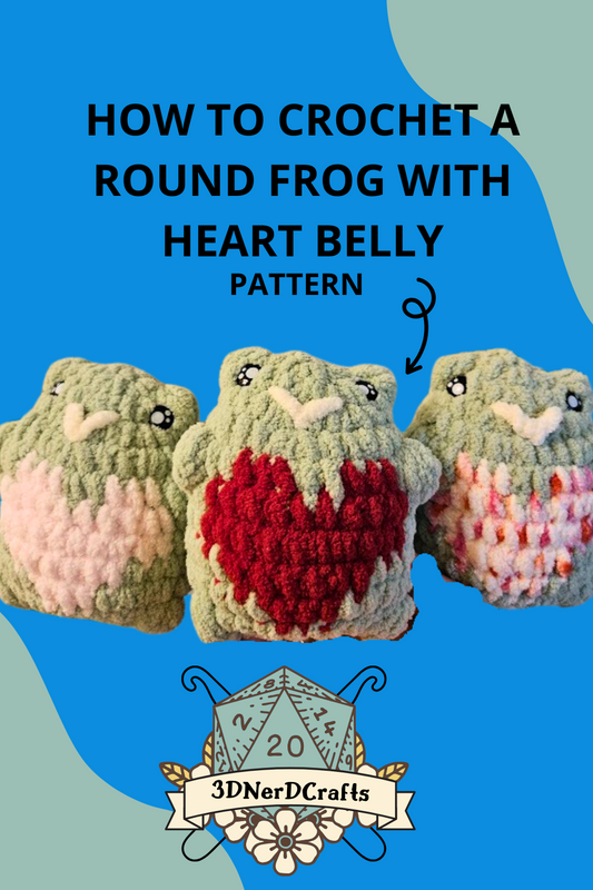 Round Frog with Heart Belly, PDF Crochet Pattern, No Sew Beginner Friendly