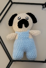 Pug in Overalls PDF Pattern, Crochet Plushie Low Sew Pattern