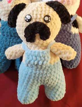 Pug in Overalls PDF Pattern, Crochet Plushie Low Sew Pattern