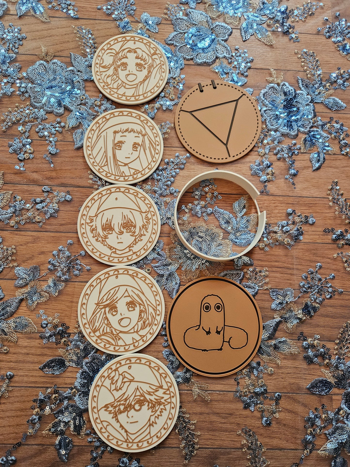 Witch Hat Atelier Double Sided Coasters 3D Printed Set of 5