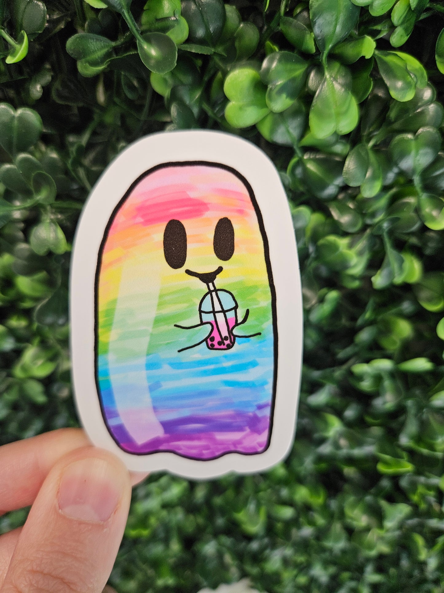 Boba Rainbow Ghost Sticker