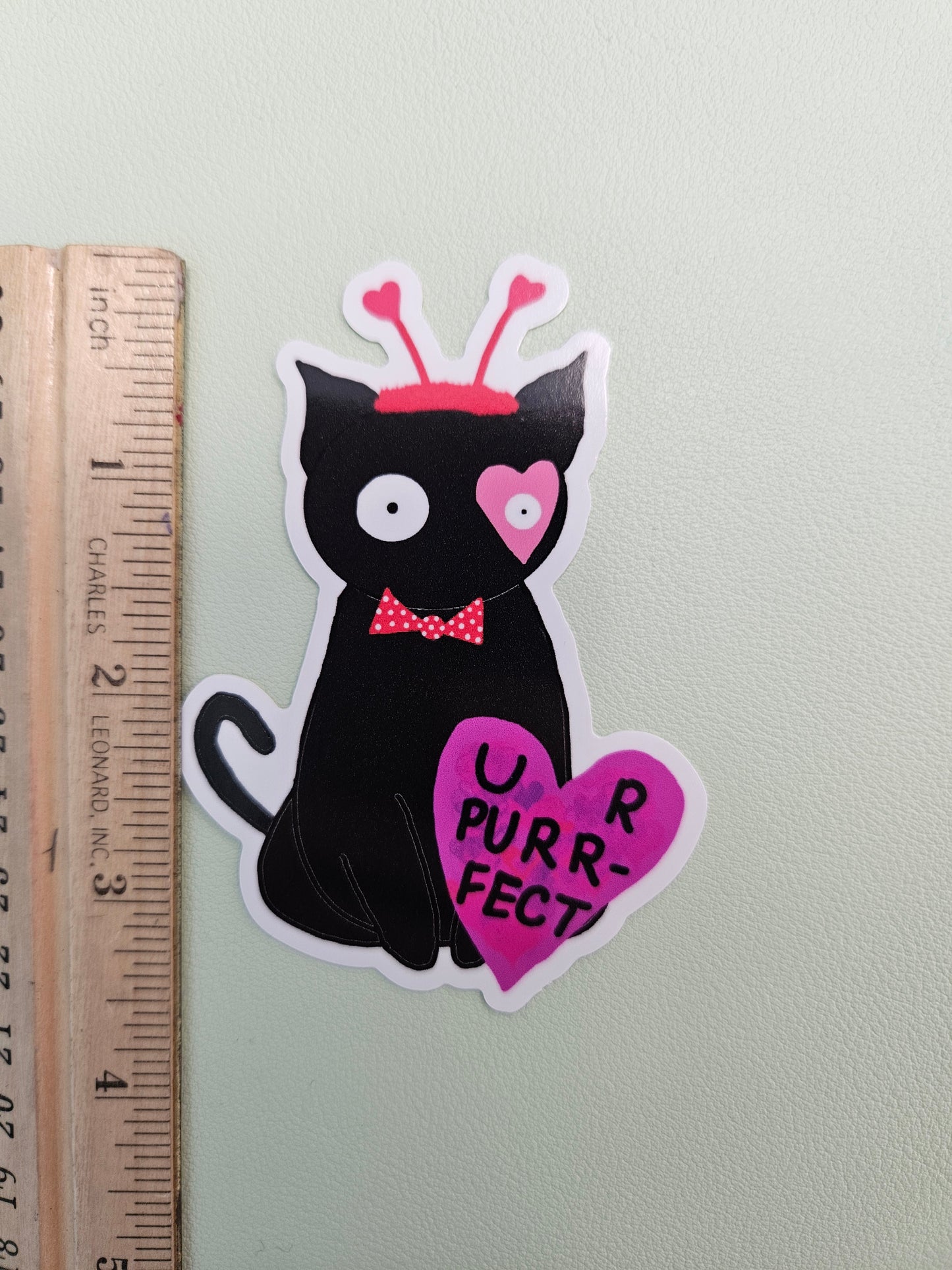 Black Cat Heart Valentine Sticker