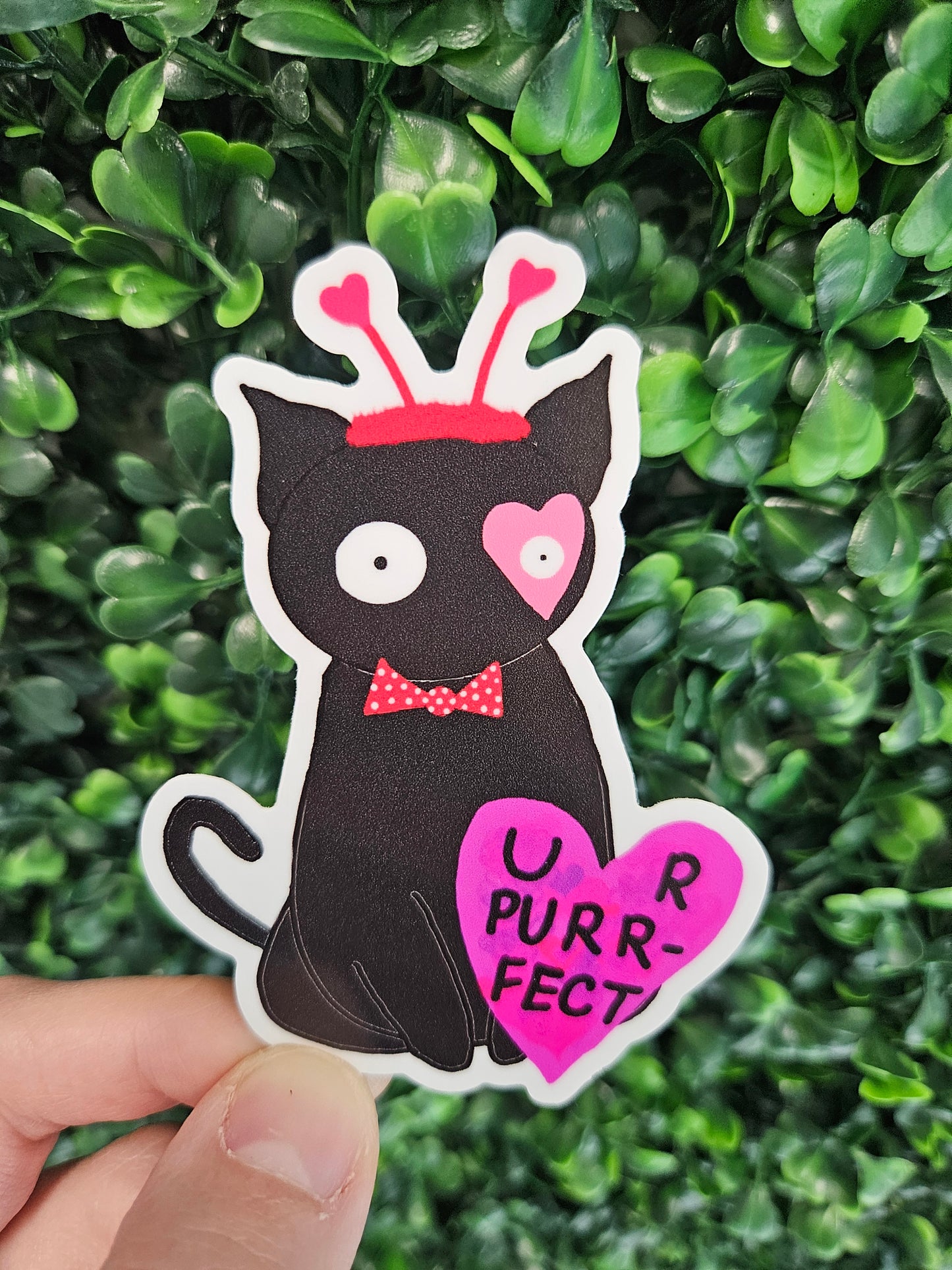 Black Cat Heart Valentine Sticker