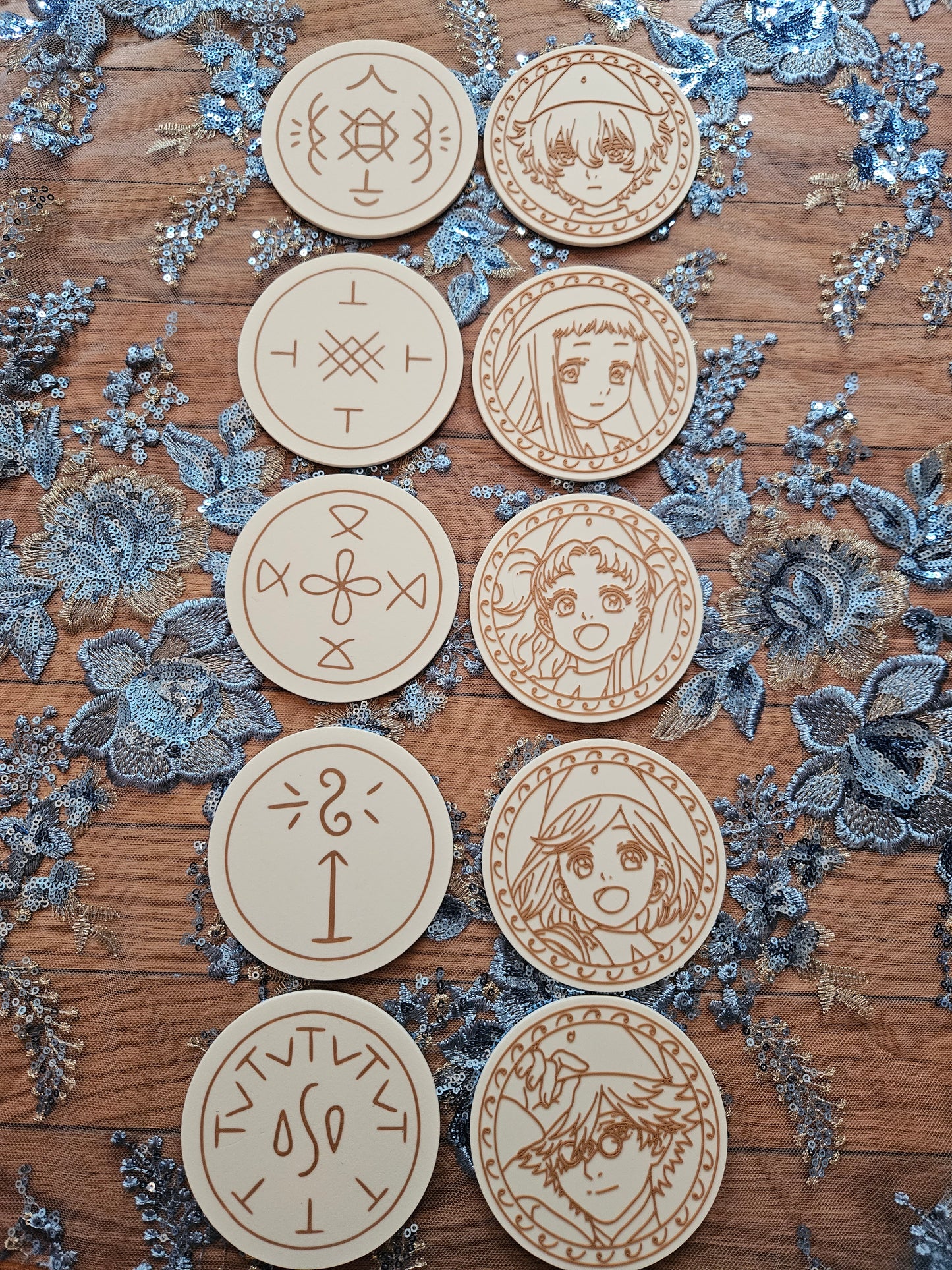 Witch Hat Atelier Double Sided Coasters 3D Printed Set of 5